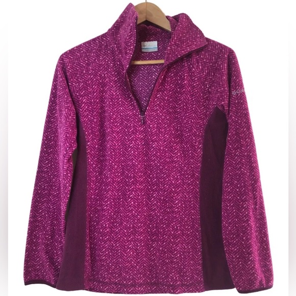 Columbia Tops - Columbia Arctic Air Printed 1/2 Zip Fuchsia Fleece Pullover Women's Size S